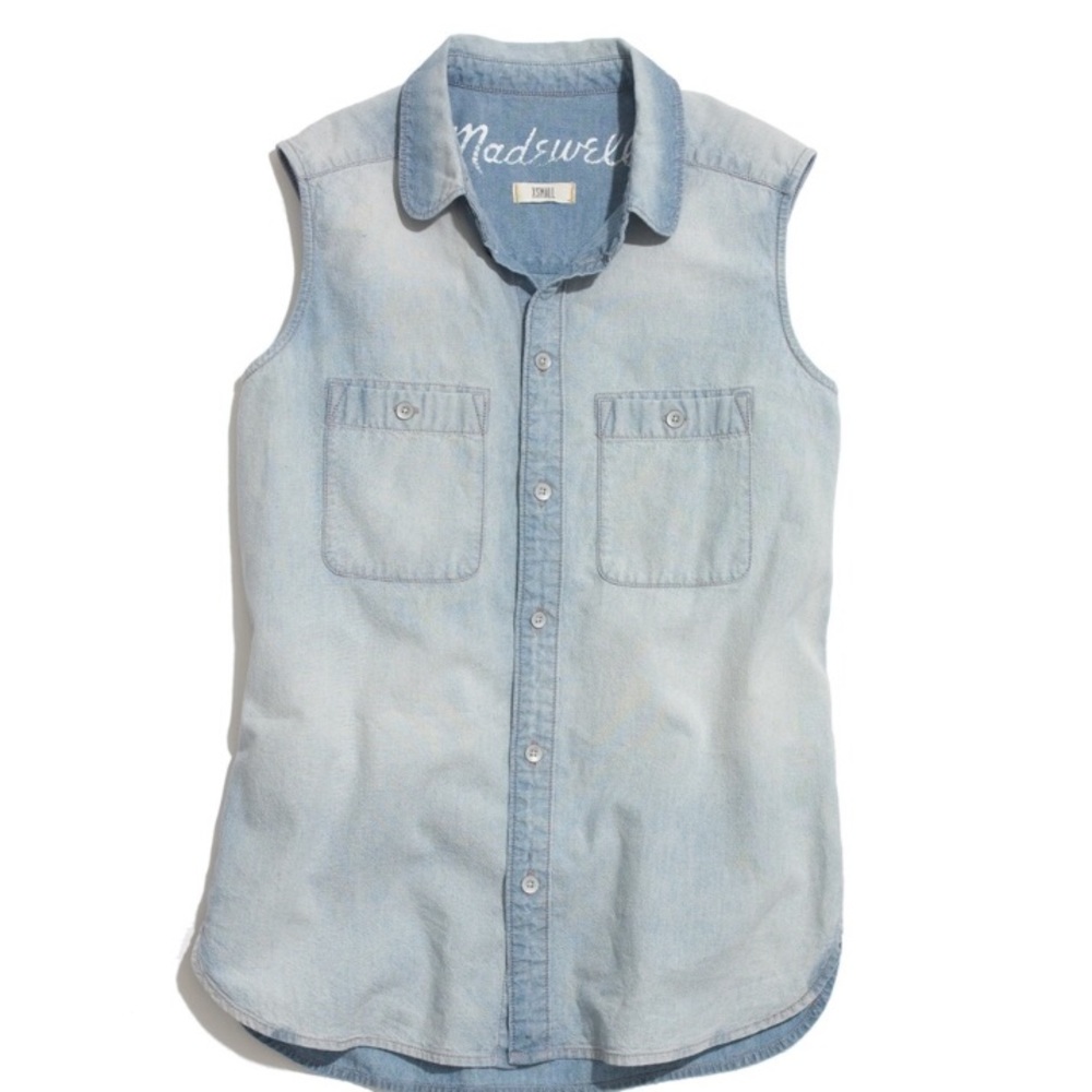 Madewell sleeveless chambray shirt
